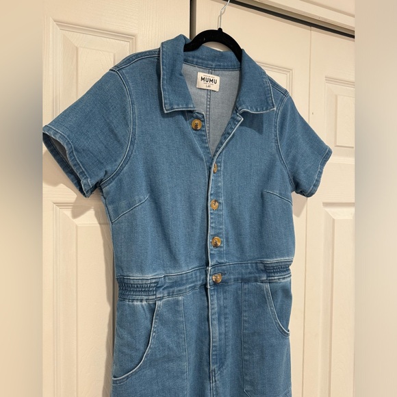 Show me your Mumu Emery Denim Jumpsuit - French Blue - L - Picture 2 of 6